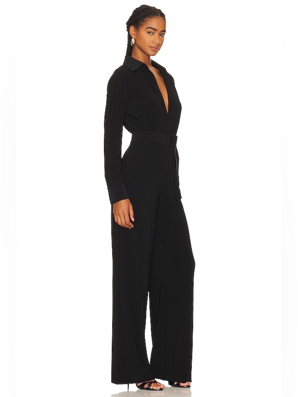 Norma Kamali Revolve Shirt Straight Leg Jumpsuit With Collar Stand in Black XXS - Picture 2 of 3